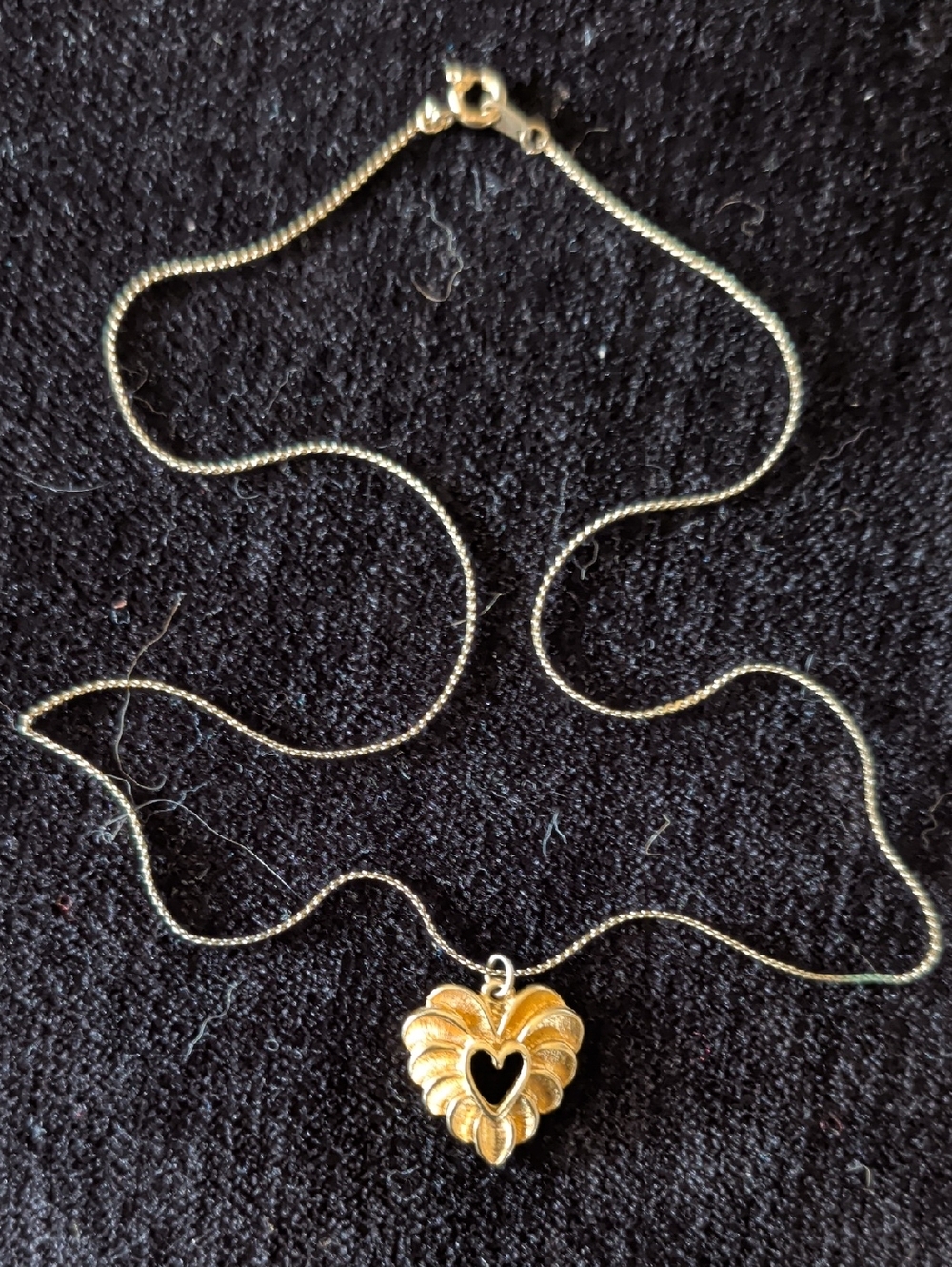 Gold Tone Heart Pendant Necklace - Elegant